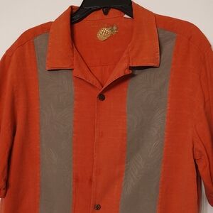 Dillard's Caribbean Men's Rust and Taupe Tropical Shirt